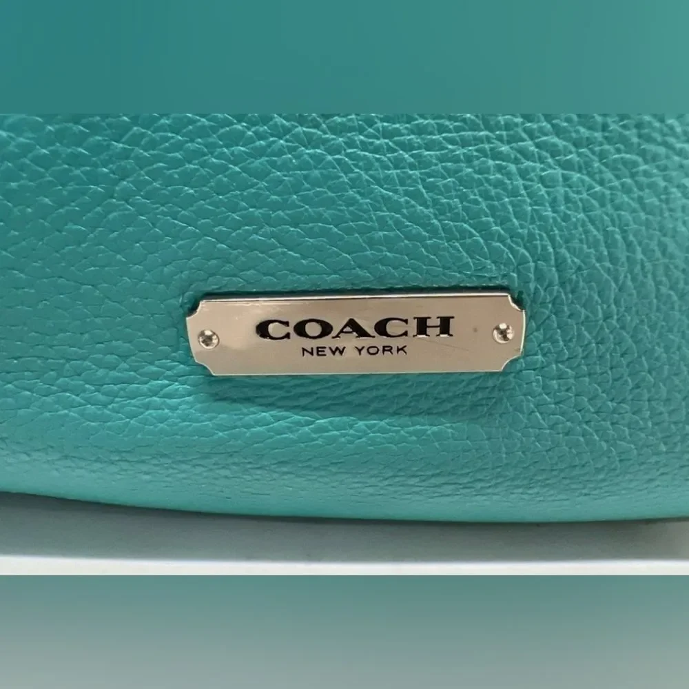 COACH Designer Blue AVERY LEATHER Drawstring Bucket Bag Purse Handbag